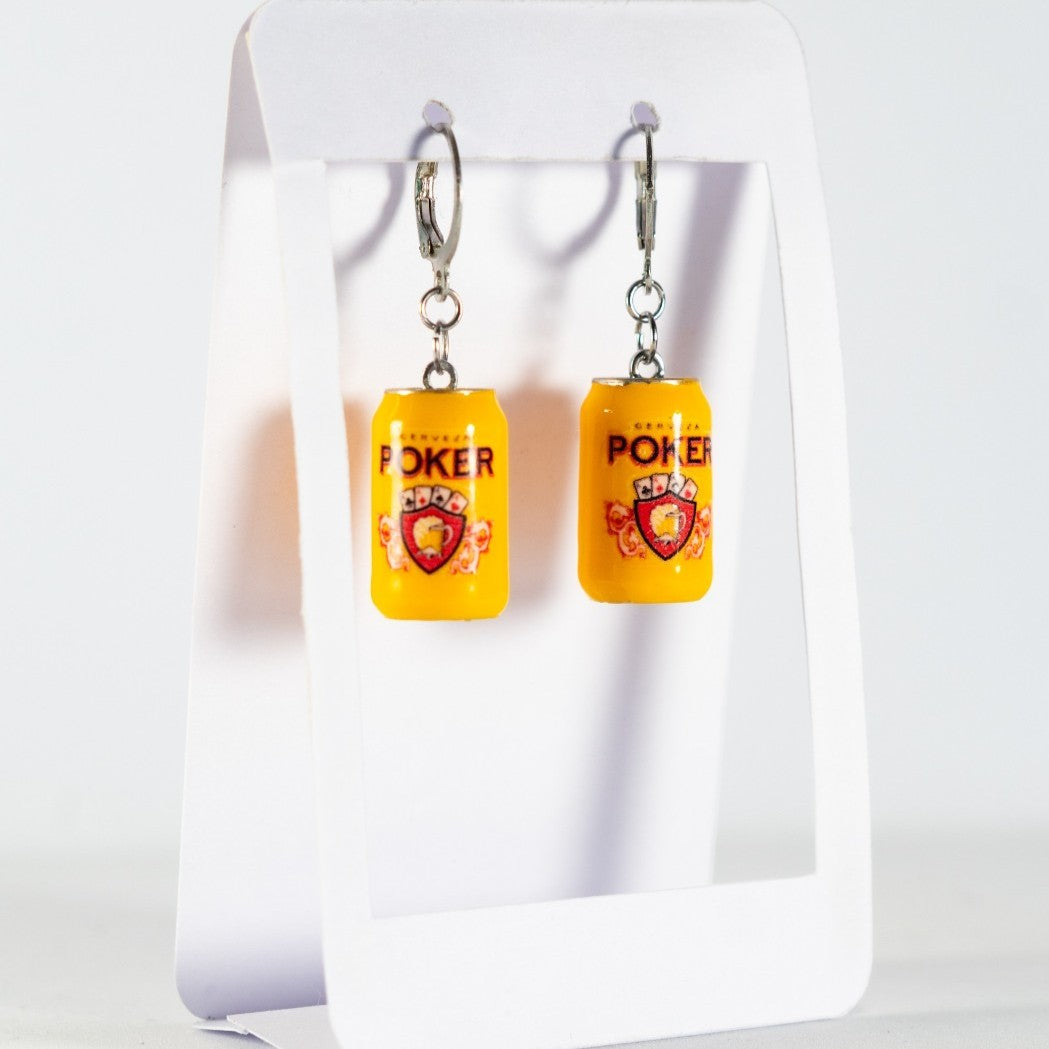 Aretes Cerveza poker en lata