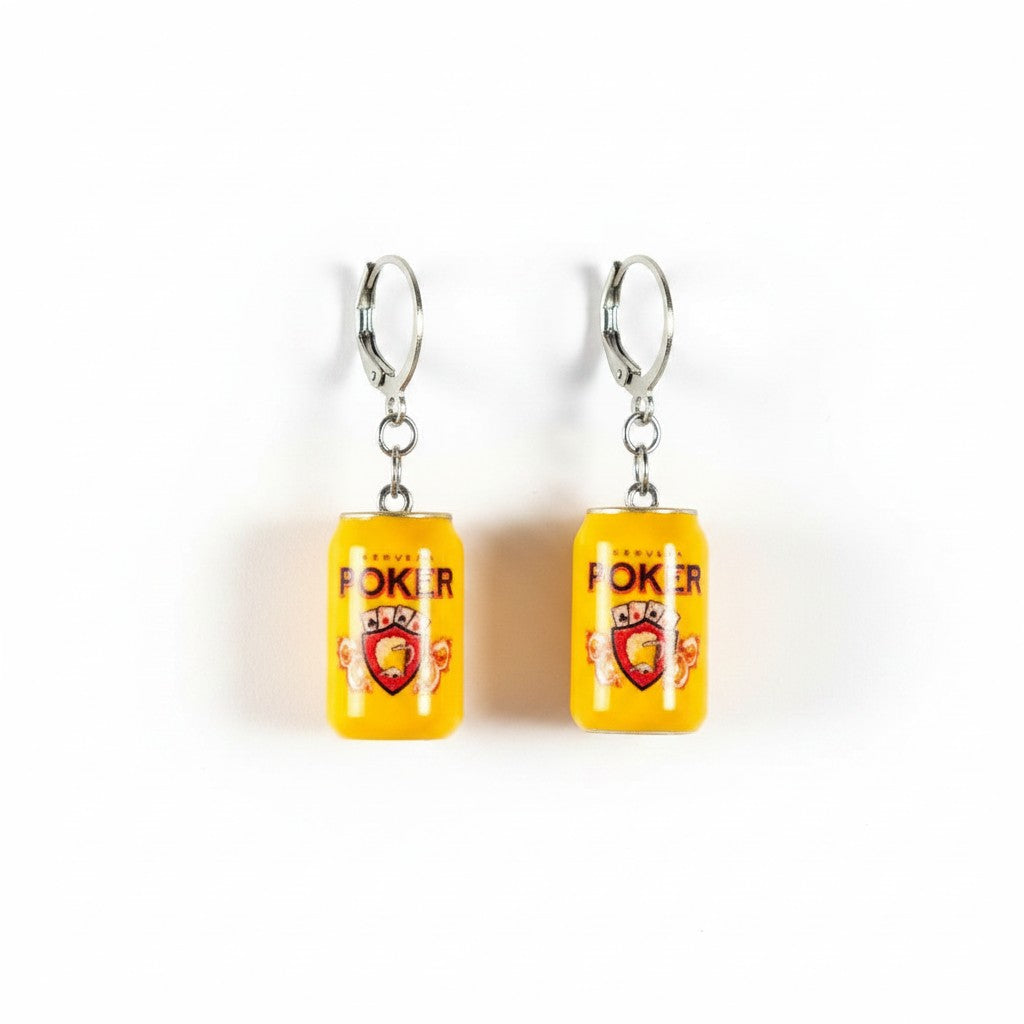 Aretes Cerveza poker en lata